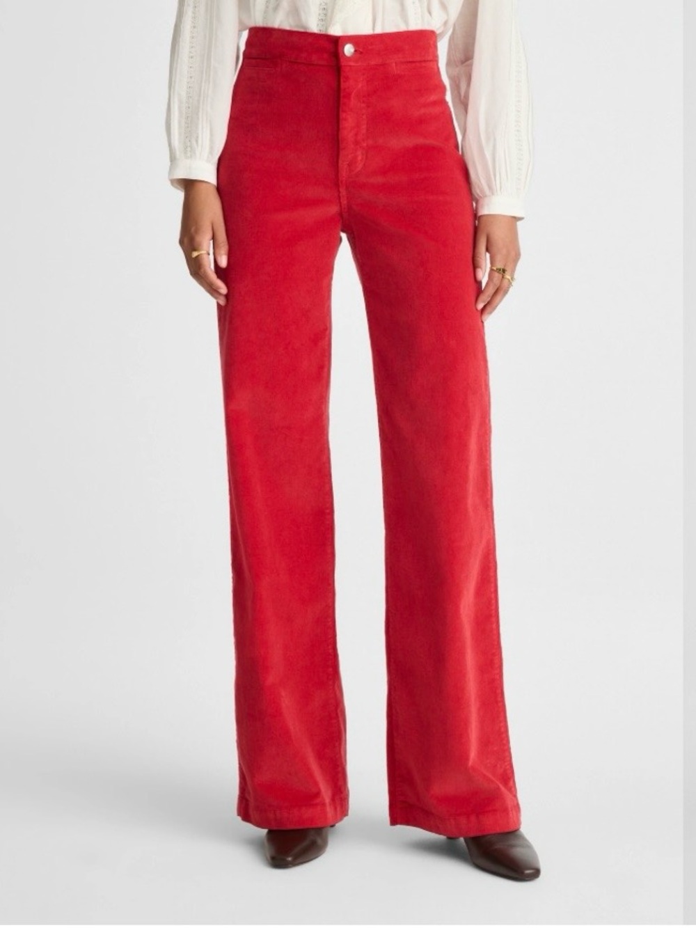 NWT The Wide-Leg Madewell Pants Red Corduroy 31